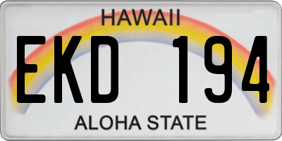 HI license plate EKD194