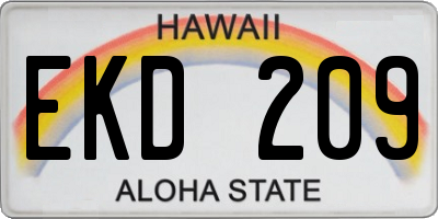 HI license plate EKD209