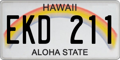 HI license plate EKD211