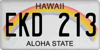HI license plate EKD213