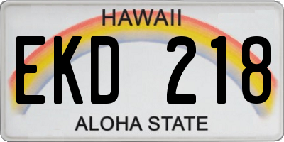 HI license plate EKD218