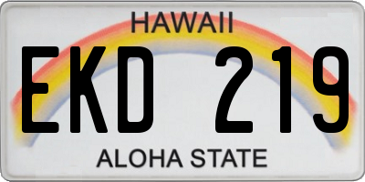HI license plate EKD219