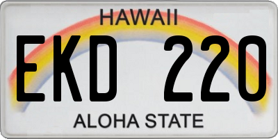 HI license plate EKD220