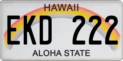 HI license plate EKD222