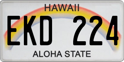 HI license plate EKD224