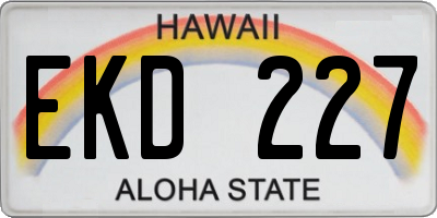 HI license plate EKD227