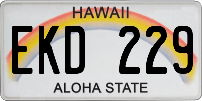 HI license plate EKD229