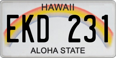 HI license plate EKD231