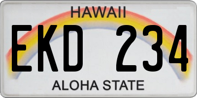 HI license plate EKD234