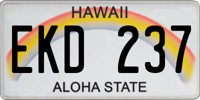 HI license plate EKD237
