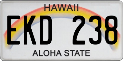 HI license plate EKD238