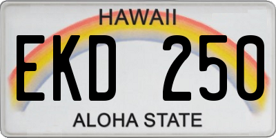HI license plate EKD250