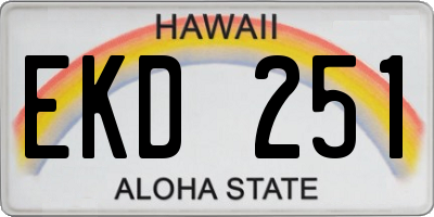 HI license plate EKD251