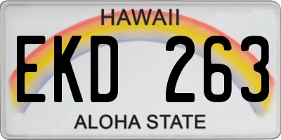 HI license plate EKD263