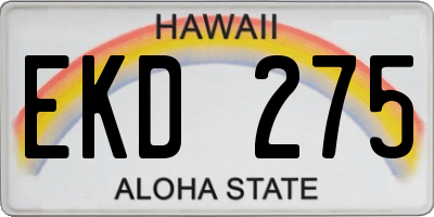 HI license plate EKD275