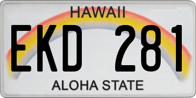 HI license plate EKD281