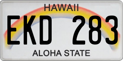 HI license plate EKD283
