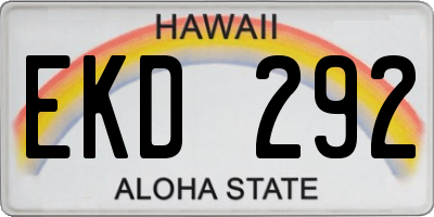 HI license plate EKD292