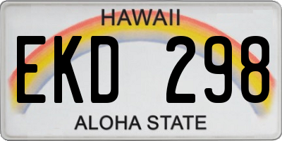 HI license plate EKD298