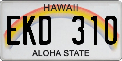 HI license plate EKD310