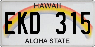 HI license plate EKD315