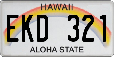 HI license plate EKD321