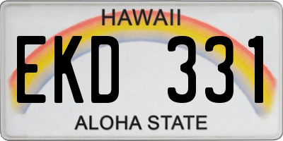 HI license plate EKD331