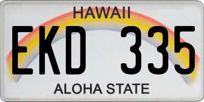 HI license plate EKD335