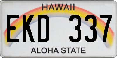 HI license plate EKD337