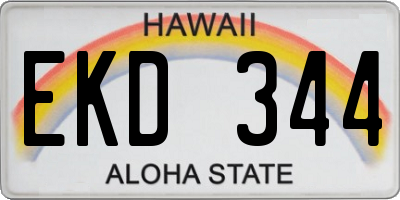 HI license plate EKD344