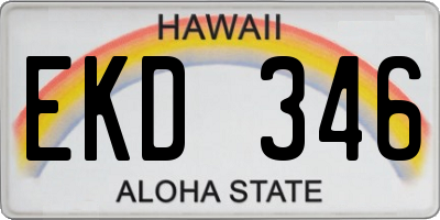 HI license plate EKD346