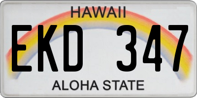 HI license plate EKD347