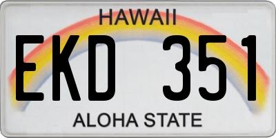 HI license plate EKD351