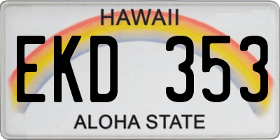 HI license plate EKD353