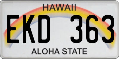 HI license plate EKD363