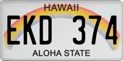 HI license plate EKD374