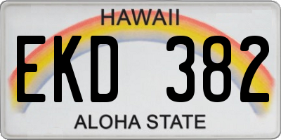 HI license plate EKD382