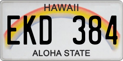 HI license plate EKD384
