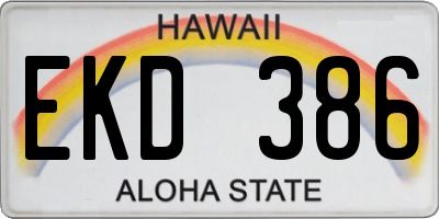 HI license plate EKD386