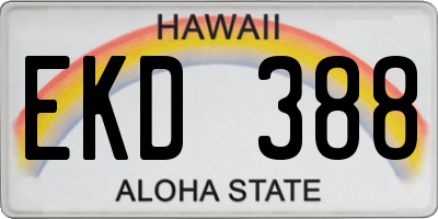 HI license plate EKD388