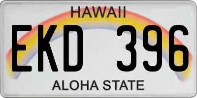 HI license plate EKD396