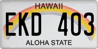HI license plate EKD403