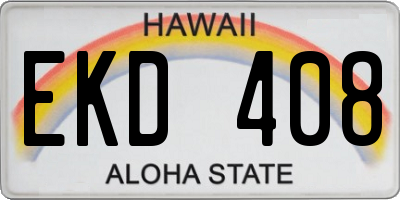 HI license plate EKD408