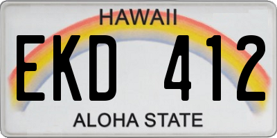 HI license plate EKD412