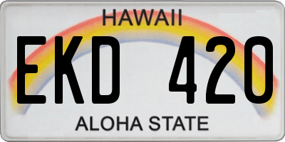 HI license plate EKD420