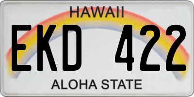 HI license plate EKD422