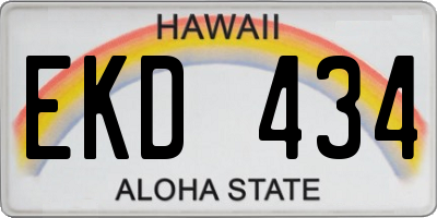 HI license plate EKD434
