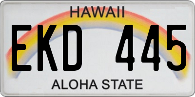 HI license plate EKD445