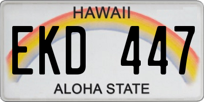 HI license plate EKD447