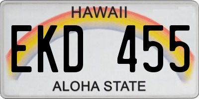 HI license plate EKD455